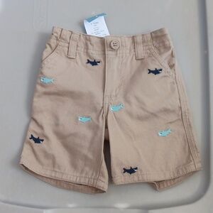 Gymboree khaki shorts with shark embroidery